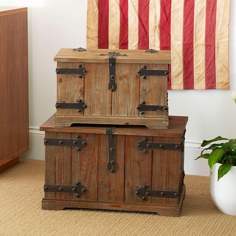 Household Essentials 2 Piece Wood Accent Trunk
