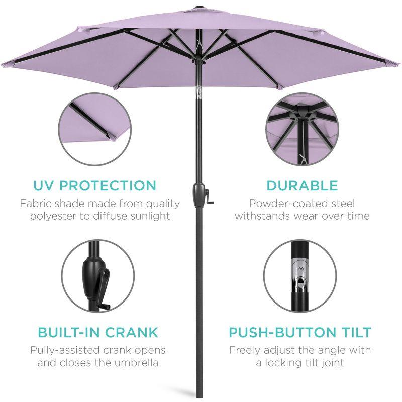 Best Choice Products 7.5ft Heavy-Duty Outdoor Market Patio Umbrella w/ Push Button Tilt, Easy Crank - Lavender