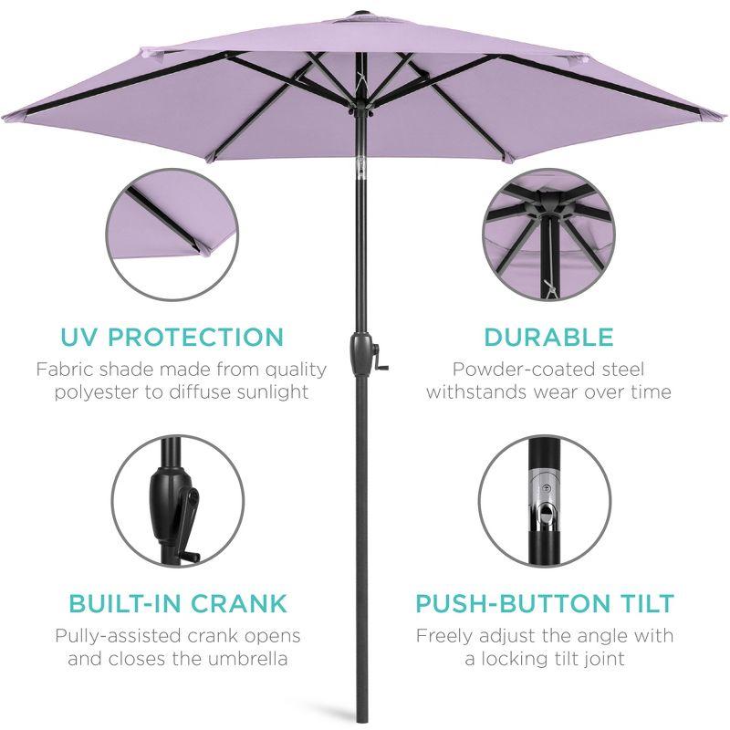 Best Choice Products 7.5ft Heavy-Duty Outdoor Market Patio Umbrella w/ Push Button Tilt, Easy Crank