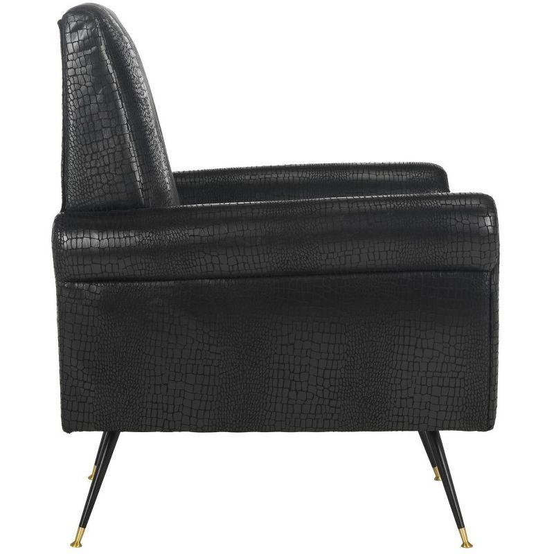 Mira Retro Mid Century Faux Leather Accent Chair - Black - Safavieh