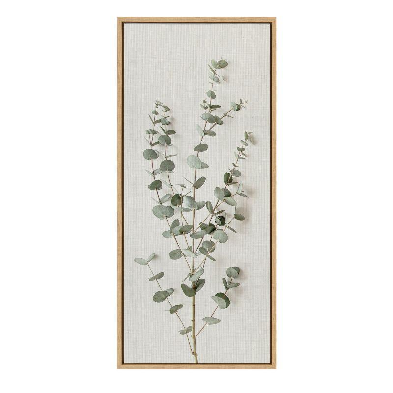 Kate and Laurel Sylvie Eucalyptus Botanical I Framed Canvas by The Creative Bunch Studio, 18x40, Natural