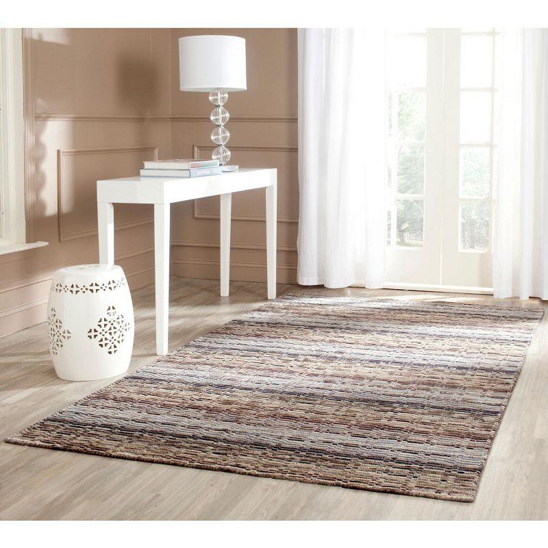 Gray Hand-Knotted Wool 4' x 6' Rectangular Rug