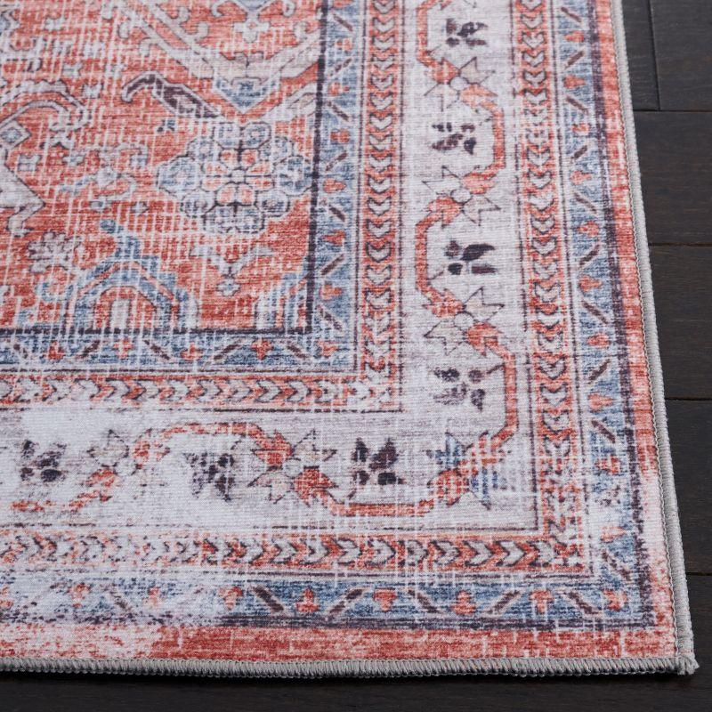 Tucson Rust and Beige Square Washable Area Rug