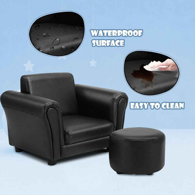 Costway Kids Sofa Armrest Chair Couch Children Toddler Birthday Gift w/ Ottoman Black