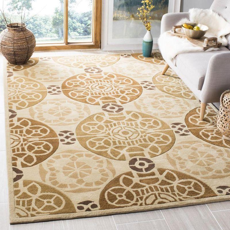 Gold and Multi Hand-Tufted Wool and Viscose Rectangular Rug