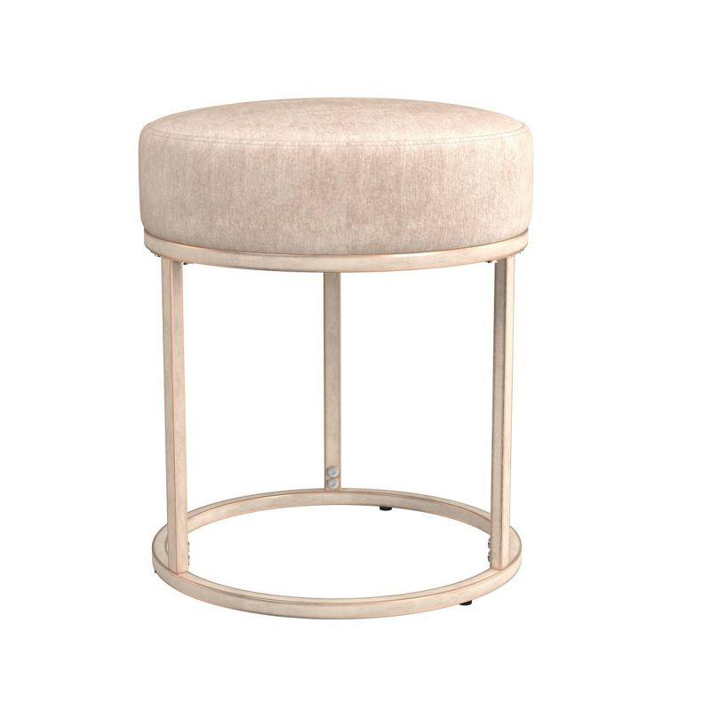 18" Swanson Backless Upholstered Metal Vanity Stool Bone White - Hillsdale Furniture: Round Padded Seat, Modern Design