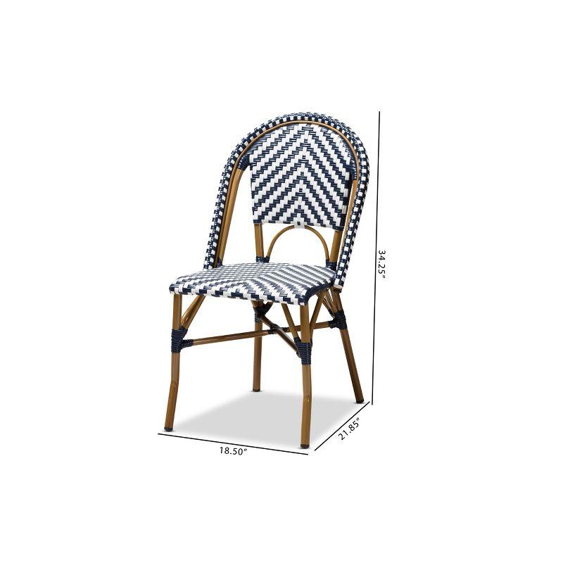 Set of 2 Celie Indoor and Outdoor Stackable Bistro Dining Chairs White/Blue - BaxtonStudio