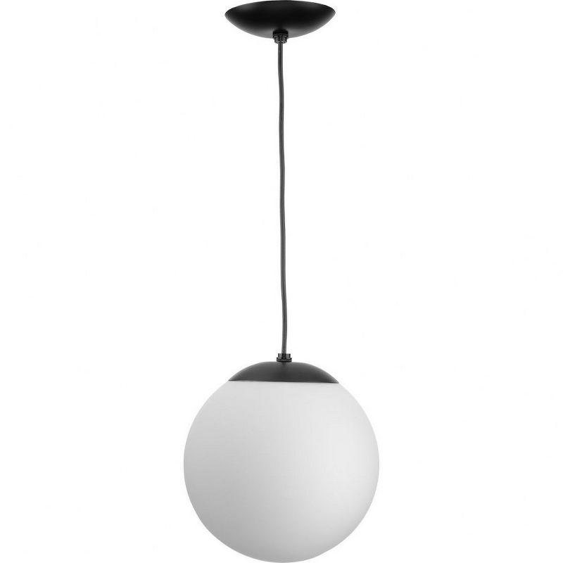 Atwell Matte Black and Opal Glass Globe Pendant Light