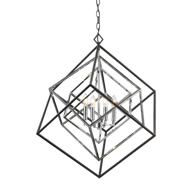 Z-Lite Euclid 4 - Light Chandelier in  Chrome/Matte Black