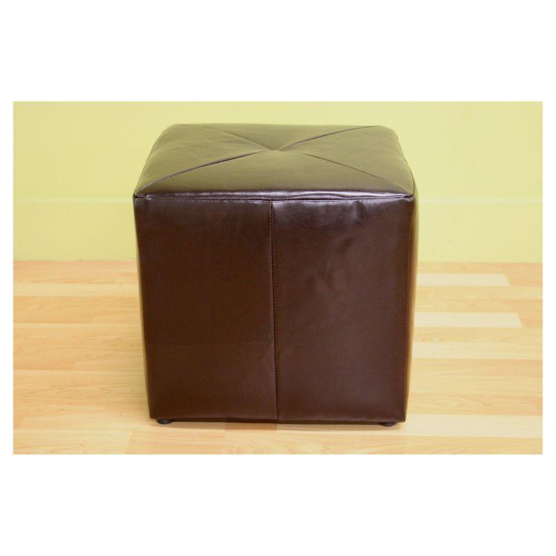 Aric Bonded Leather Ottoman - Baxton Studio: Dark Brown Footrest, Seating Bench, No Assembly Required