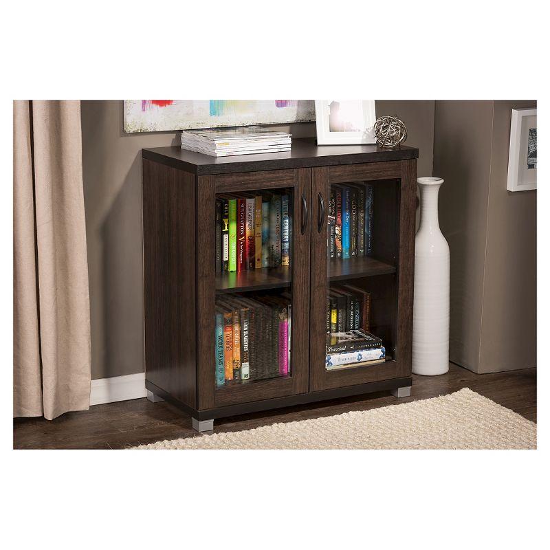 Zentra Modern and Contemporary Sideboard Storage Cabinet with Glass Doors - Dark Brown - Baxton Studio