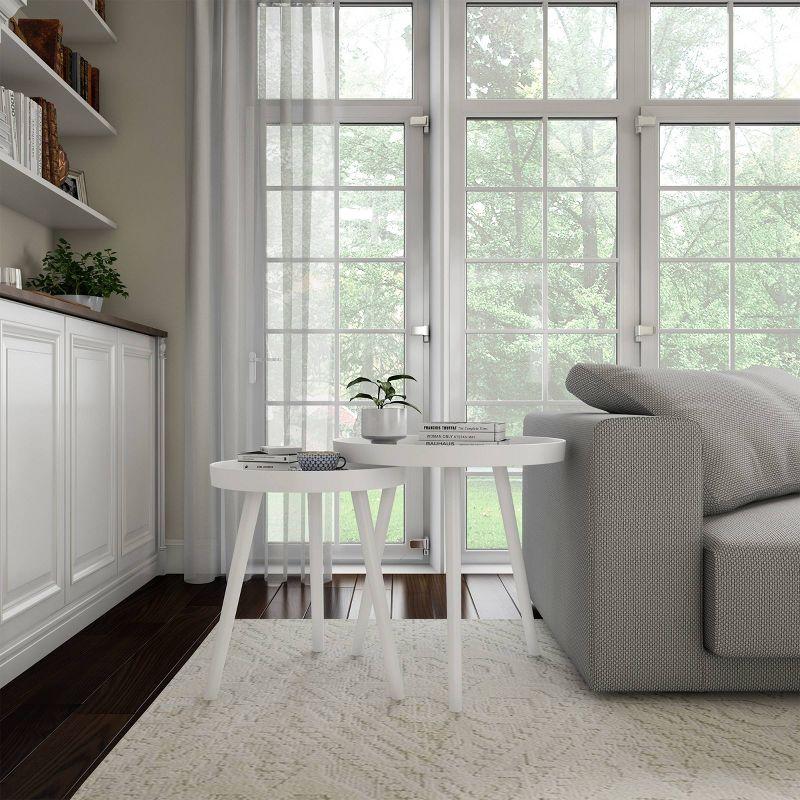 Nesting End Tables with Tray Top White - Yorkshire Home: 2-Piece Set, Wood Surface, MDF Frame