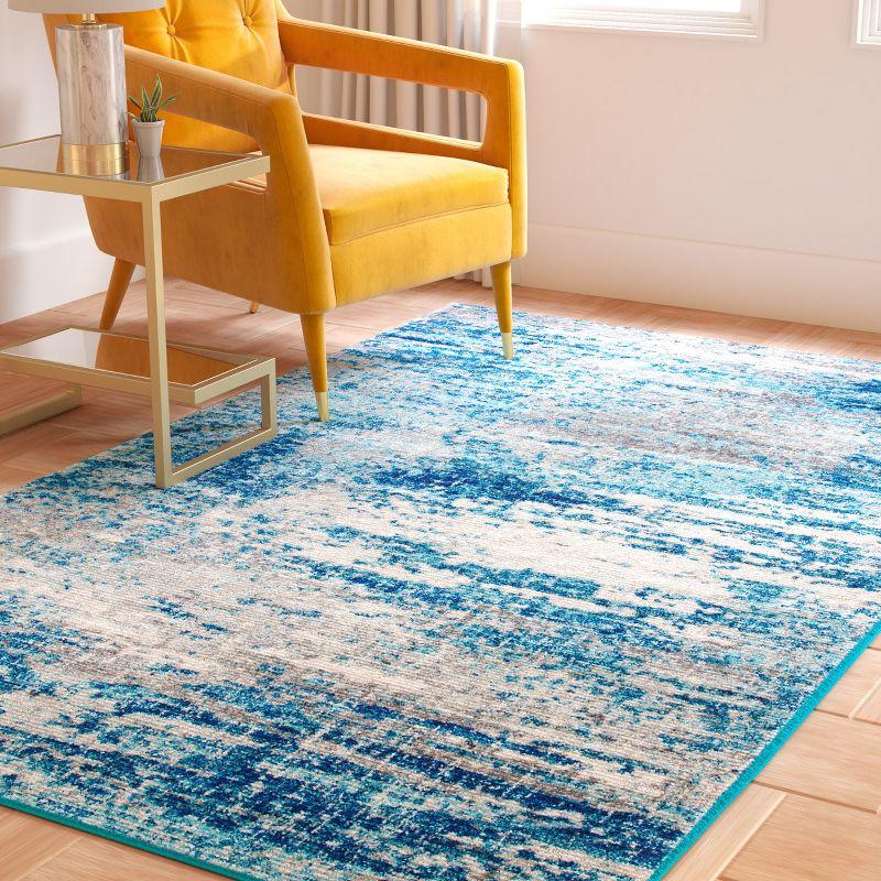 Light Blue and Grey Abstract Synthetic Area Rug