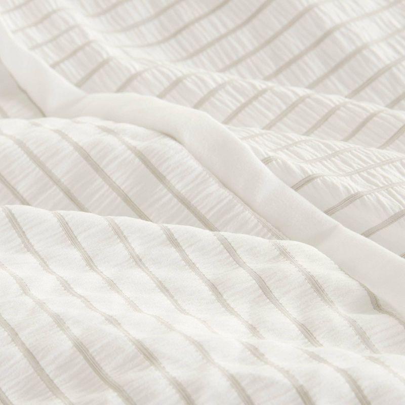 Beautyrest Apollo 3 Piece Striped Seersucker Oversized Comforter Set