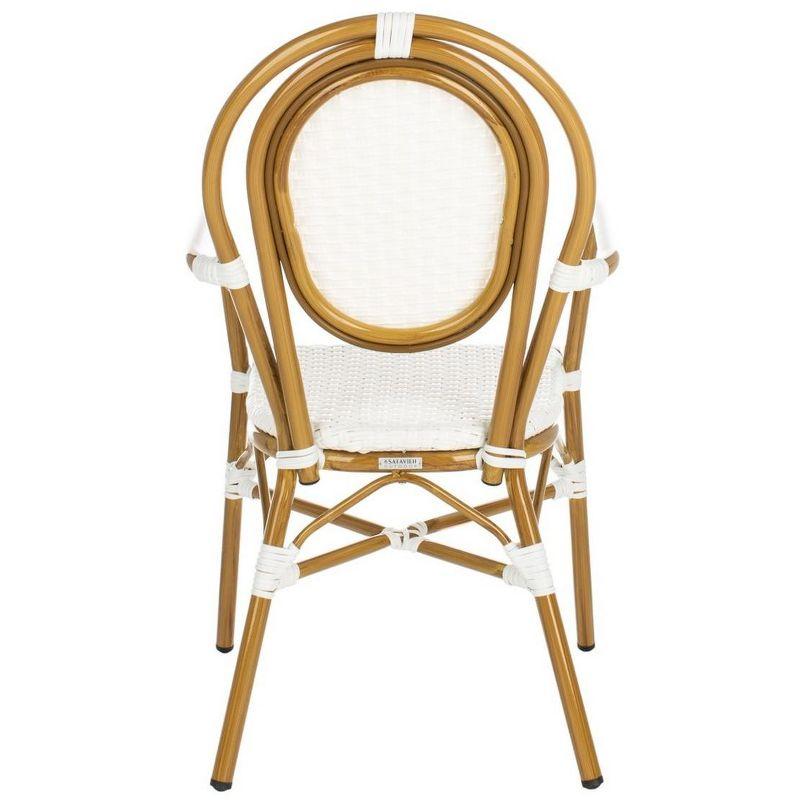 Rosen White and Tan Wicker Bistro Arm Chair Set