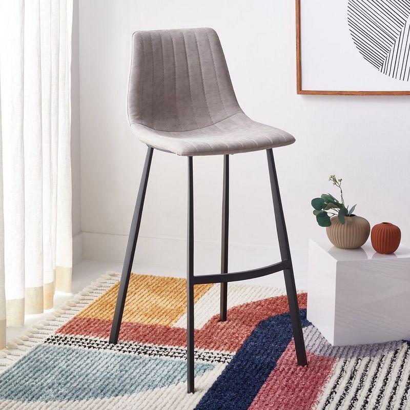 Rhyatte Bar Stool  - BST3018 - Stone/Black - Safavieh
