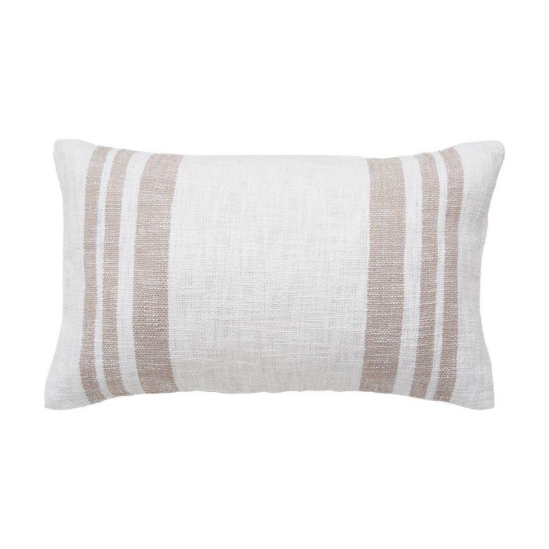 carol & frank 14" x 22" Morgan Dune Woven Striped Chambray Luxury Premium Spring & Summer Rectangle Accent Throw Pillow