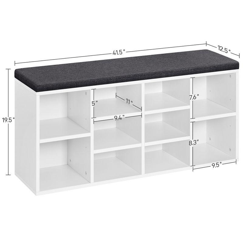 Yaheetech Shoe Storage Bench Shoes Organizer with 10 cubbies and Cushion Seat, White