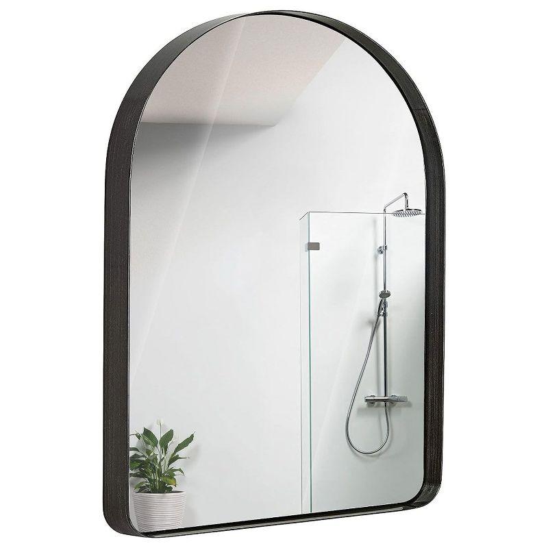 Hamilton Hills 24" x 36" Arched Top Corner Mirror with Black Frame