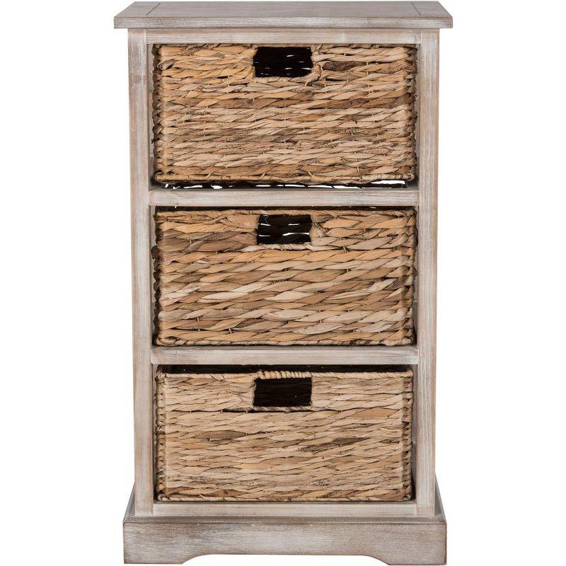 Halle 3 Wicker Basket Storage Side Table - Safavieh