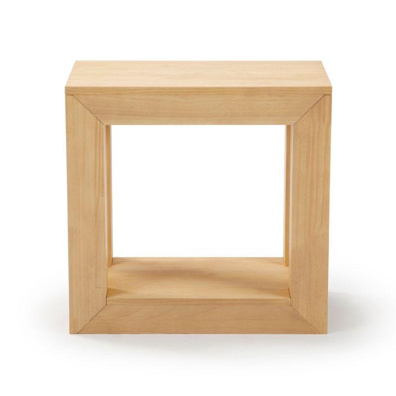 Plank+Beam Modern Rectangular Side Table with Shelf, 25", Solid Wood Narrow End Table for Living Room with Storage