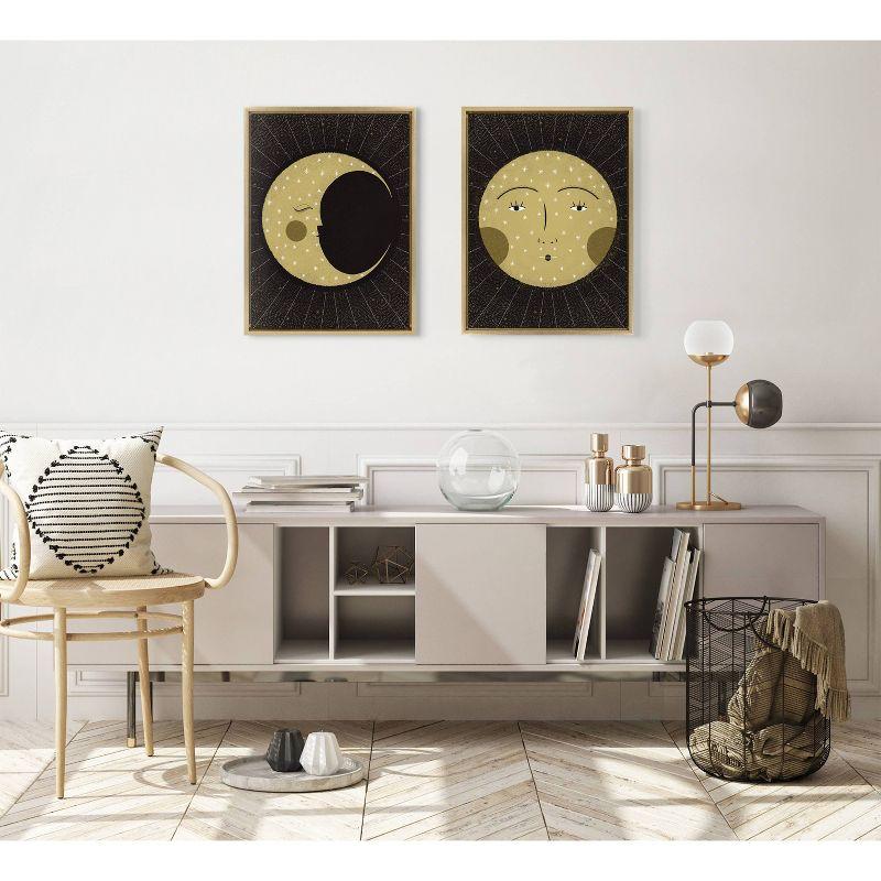 Sylvie Moon and Sun Gold and Black Canvas Print Set