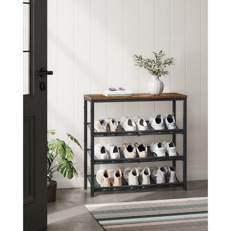 VASAGLE 4 Tier Shoe Rack for Entryway Holds 12-15 Pairs