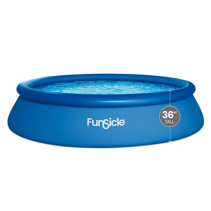 Funsicle 15 Foot x 36 Inch QuickSet Round Inflatable Ring Top Above Ground Swimming Pool Set with Filter Pump and Type D Cartridge Filter, Blue
