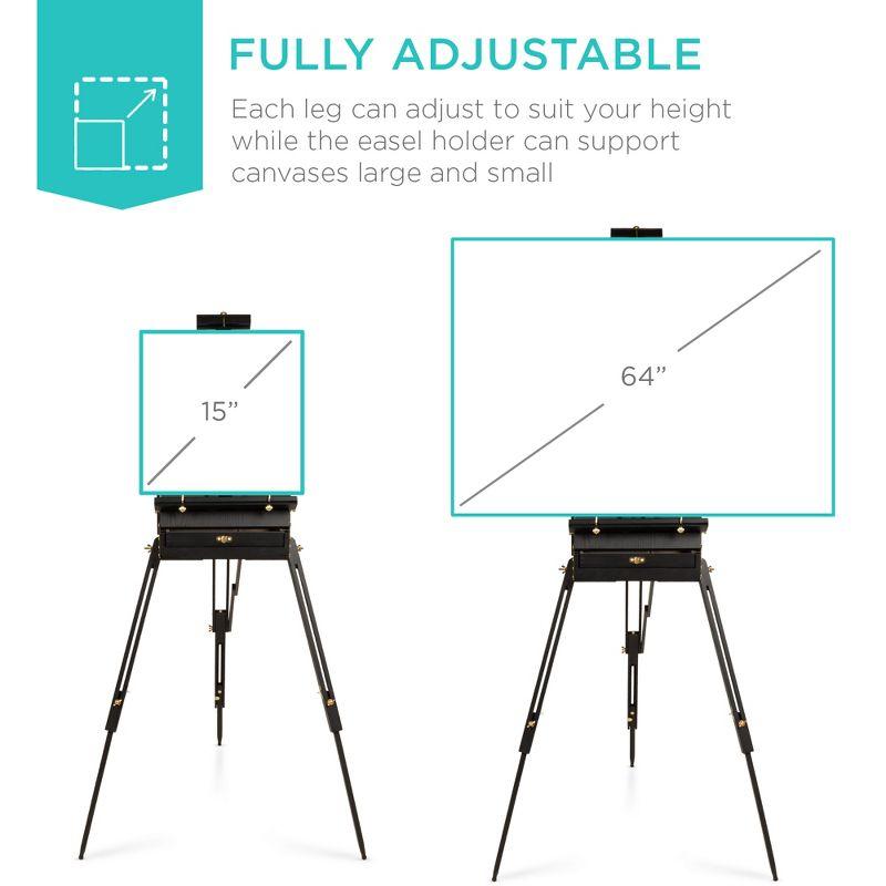Best Choice Products French Easel, 32pc Beginners Kit Portable Wooden Adjustable Tripod  w/ Paint Supplies - Black