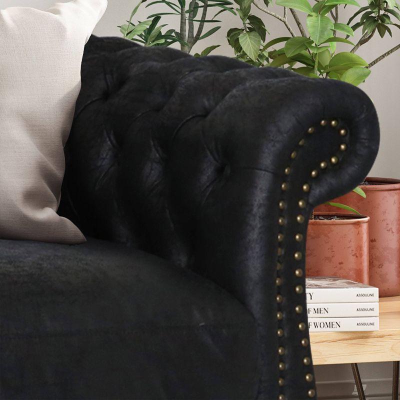 Somerville Chesterfield Sofa Black - Christopher Knight Home: Elegant Faux Leather, Nailhead Trim, Tufted Design