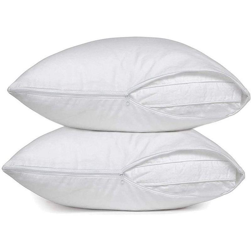 Light Grey Cotton Hypoallergenic Zippered Pillow Protector Set