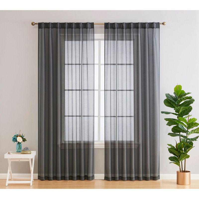 Ebern Designs Lauren Polyester Semi Sheer Curtain Pair (Set of 2)