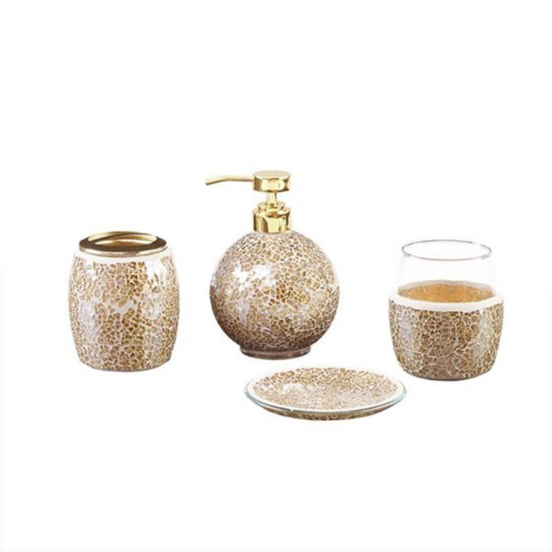 LIVN CO. 4-Piece Crackle Glass Bathroom Accessory Set