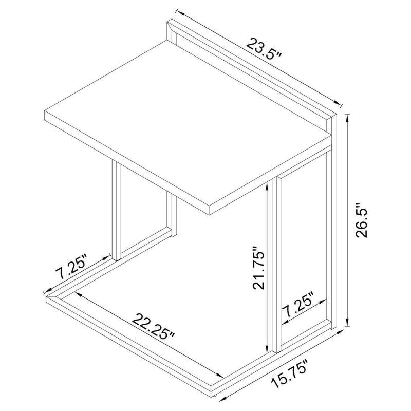 Coaster Dani Modern Rectangular Wood Side Table with Metal Base White High Gloss