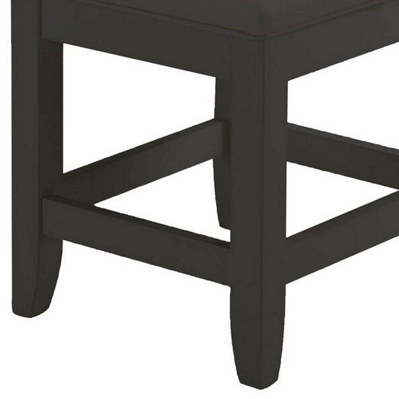 Bedford 22" Black Hardwood Vanity Bench with Padded Vinyl Seat