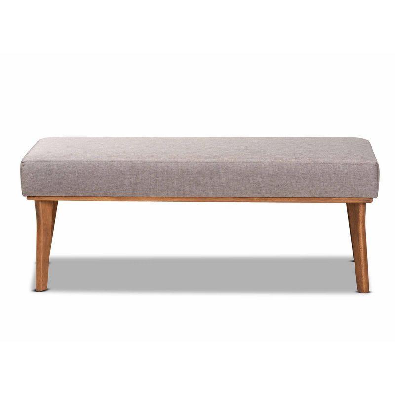 Odessa Mid-Century Modern Fabric Upholstered Wood Dining Bench Walnut/Brown - Baxton Studio