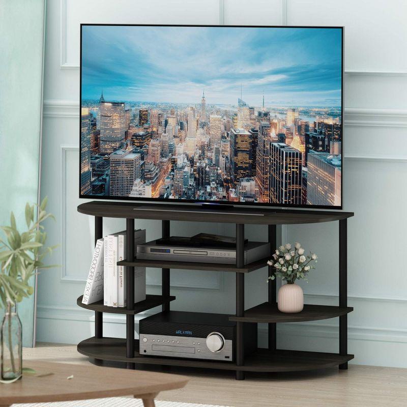 Espresso Black Corner TV Stand with Shelves