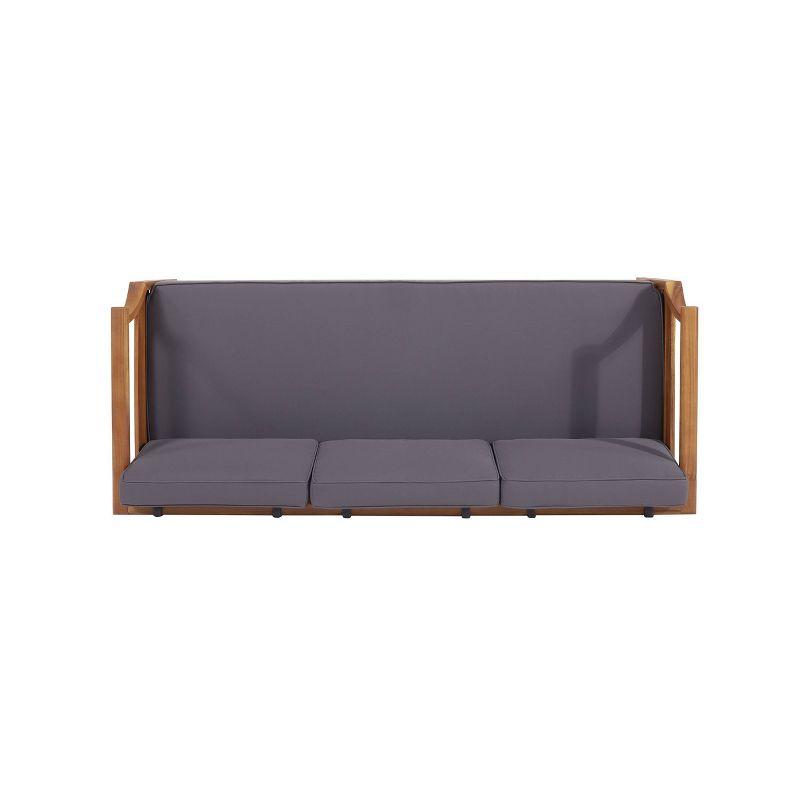 Aston Outdoor Mid-Century Modern Acacia Wood Sofa with Water-Resistant Cushions - Christopher Knight Home