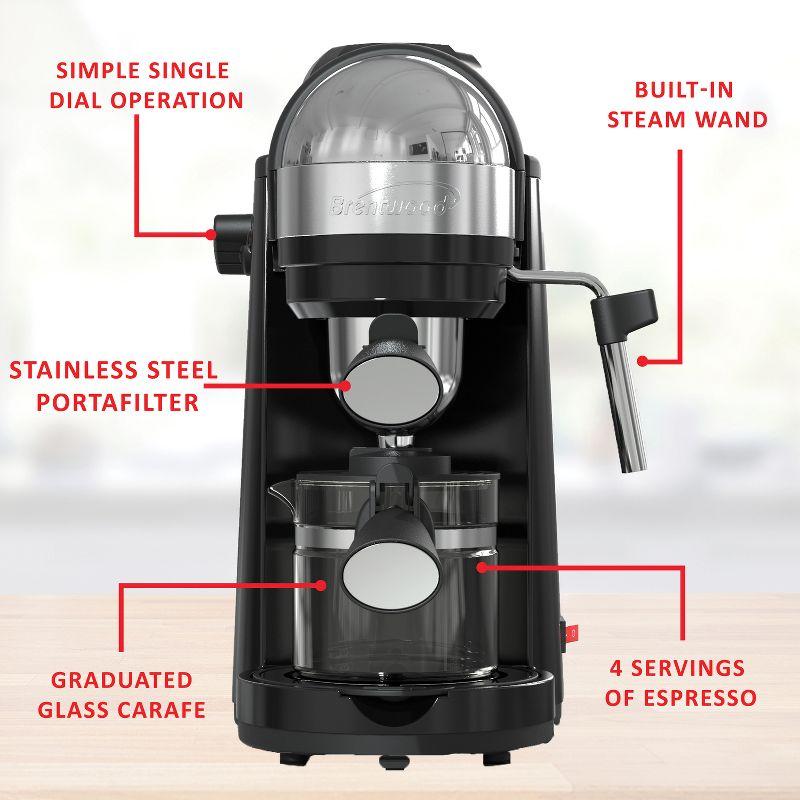 Brentwood BTWGA135BK Brentwood 800-Watt 20-Oz. Espresso & Cappuccino Maker