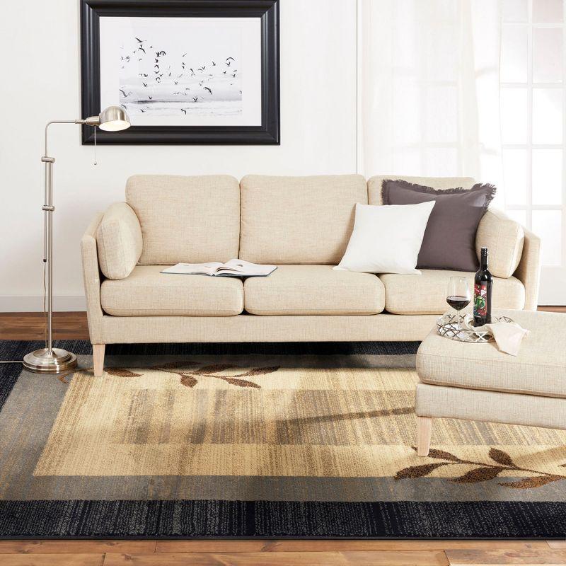 Home Dynamix Royalty Clover Contemporary Geometric Border Area Rug, Black/Blue, 43"x62"