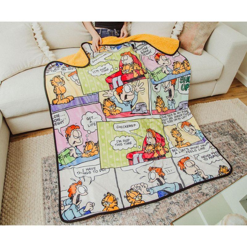 Silver Buffalo Garfield and Jon Comic Strip Panels Throw Blanket | 50 x 60 Inches