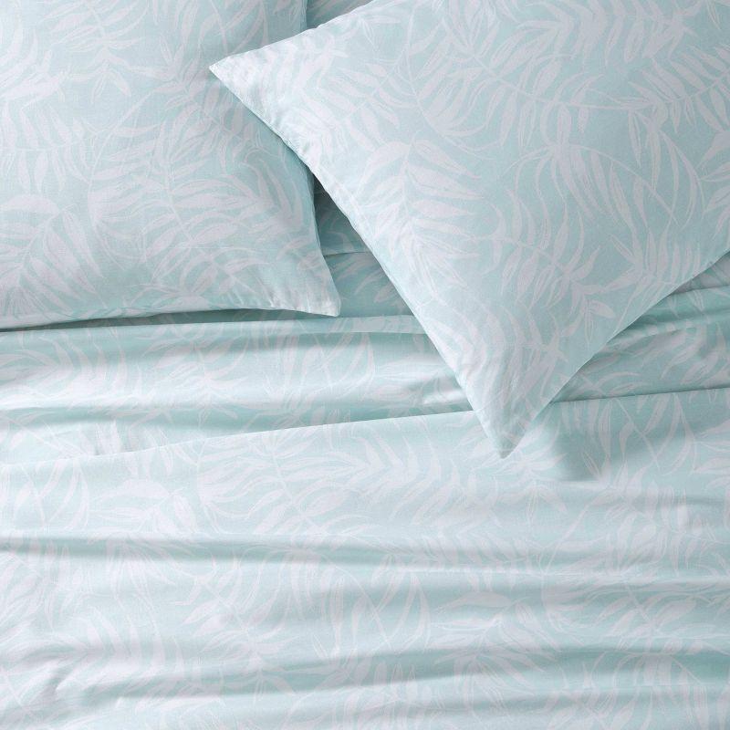 Tommy Bahama 3pc King Art of Palms Cotton Duvet Set Blue: Floral Pattern, Inner Ties, Machine Washable