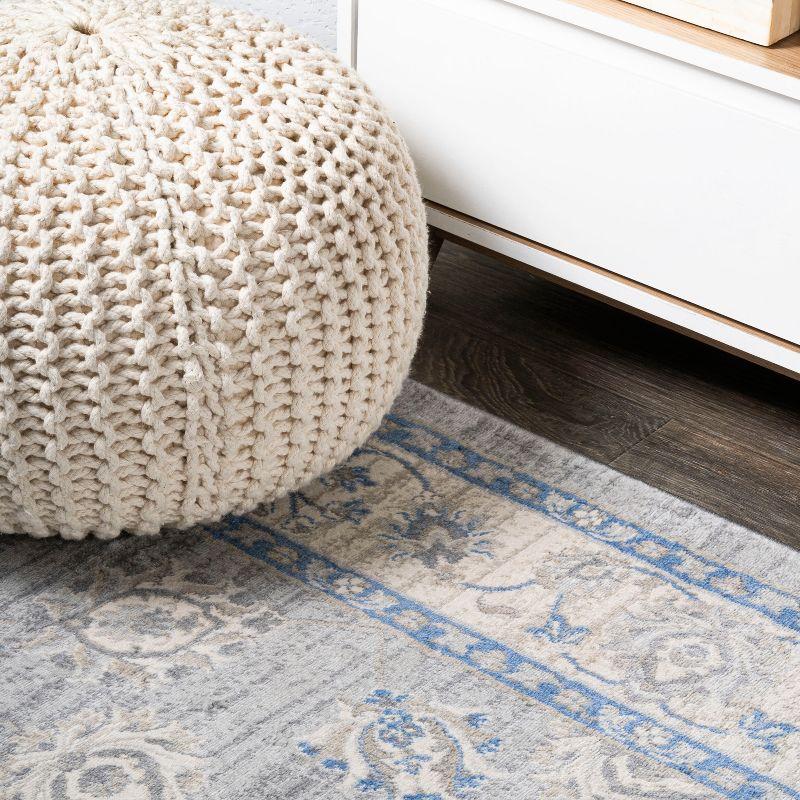 4' X 6' Modern Persian Vintage Moroccan Traditional Area Rug, Gray/Blue - JONATHAN Y