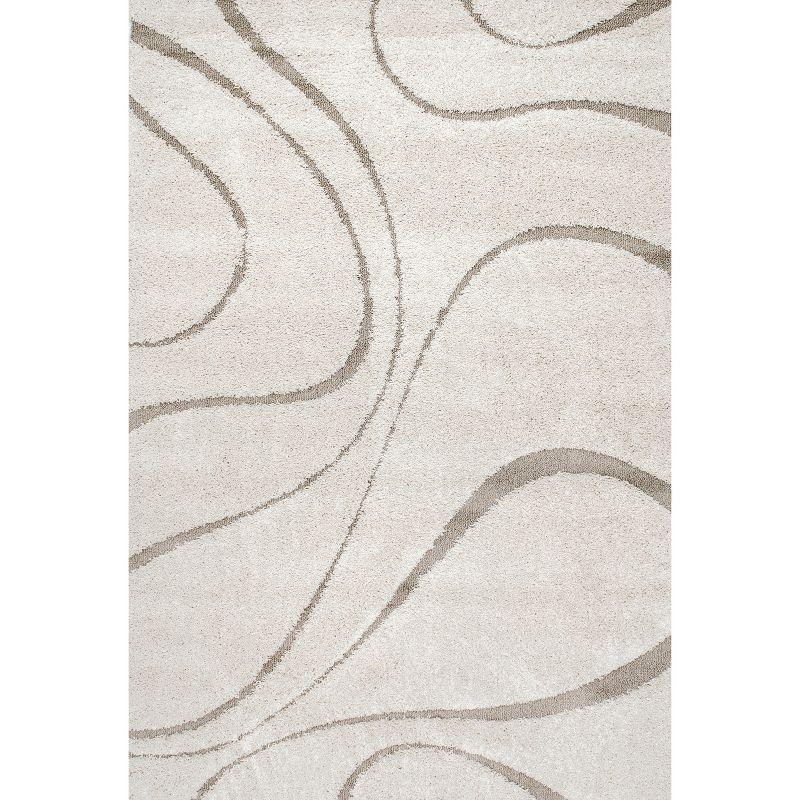 Nuloom Carolyn Abstract 8x11 Shag Indoor Area Rug for Living Room Bedroom Dining Room Nursery, Cream/Beige