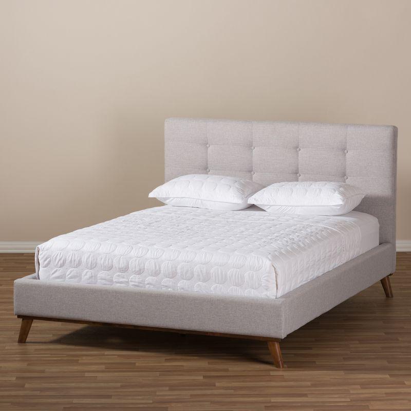 Valencia Mid - Century Modern Fabric Platform Bed - Baxton Studio