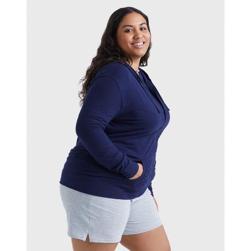Hanes Just My Size Women's Full-Zip Slub Hoodie (Plus ) Navy 5X