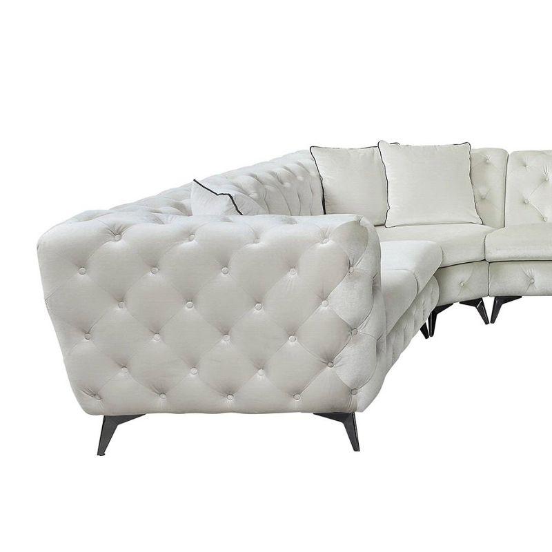 133" Atronia Sectional Sofa Beige Fabric - Acme Furniture: Linen Upholstery, Wood Frame, Includes 4 Pillows