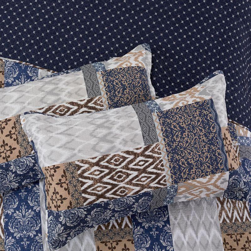 Modern Threads Laura 100% Cotton 3-Piece Printed Reversible Quilted Coverlet Set