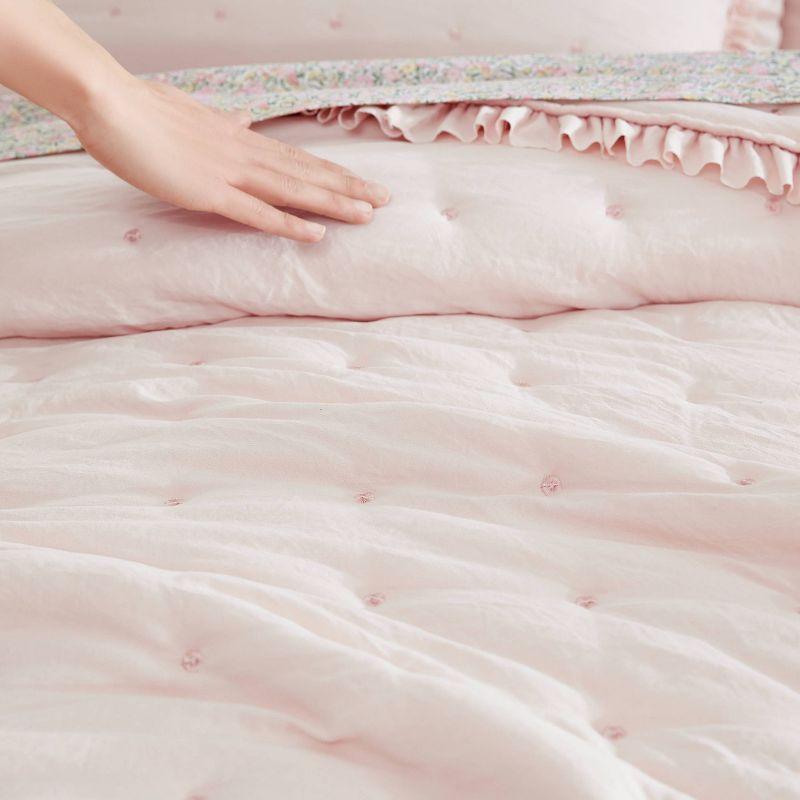 Laura Ashley Hailee Solid Pink Cozy Quilt Set