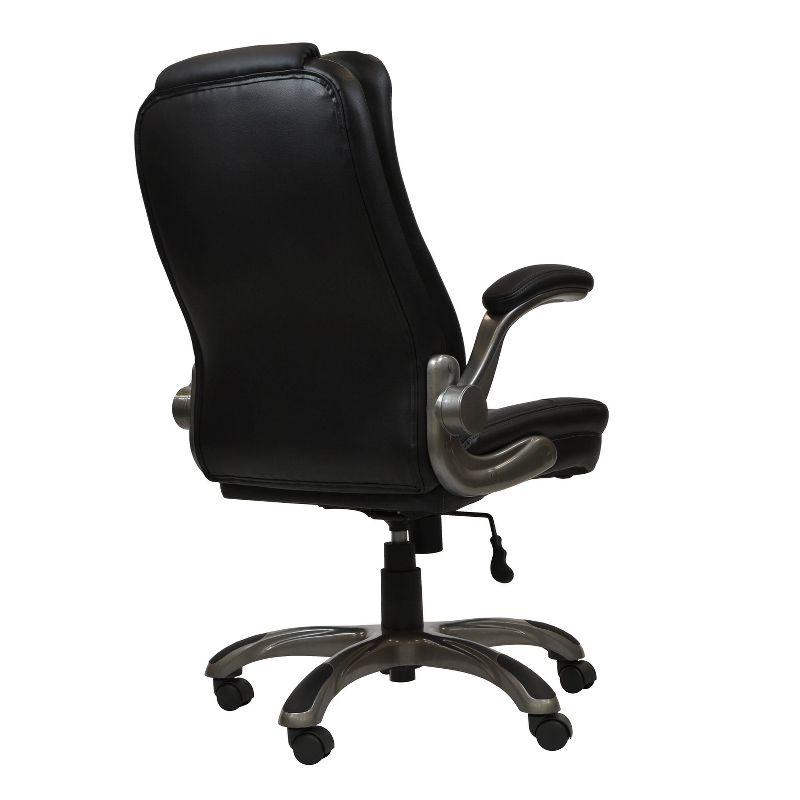 Medium Back Manager Chair with Flip-up Black - Techni Mobili: Stitched Techniflex, Built-in Support, 5-Star Base